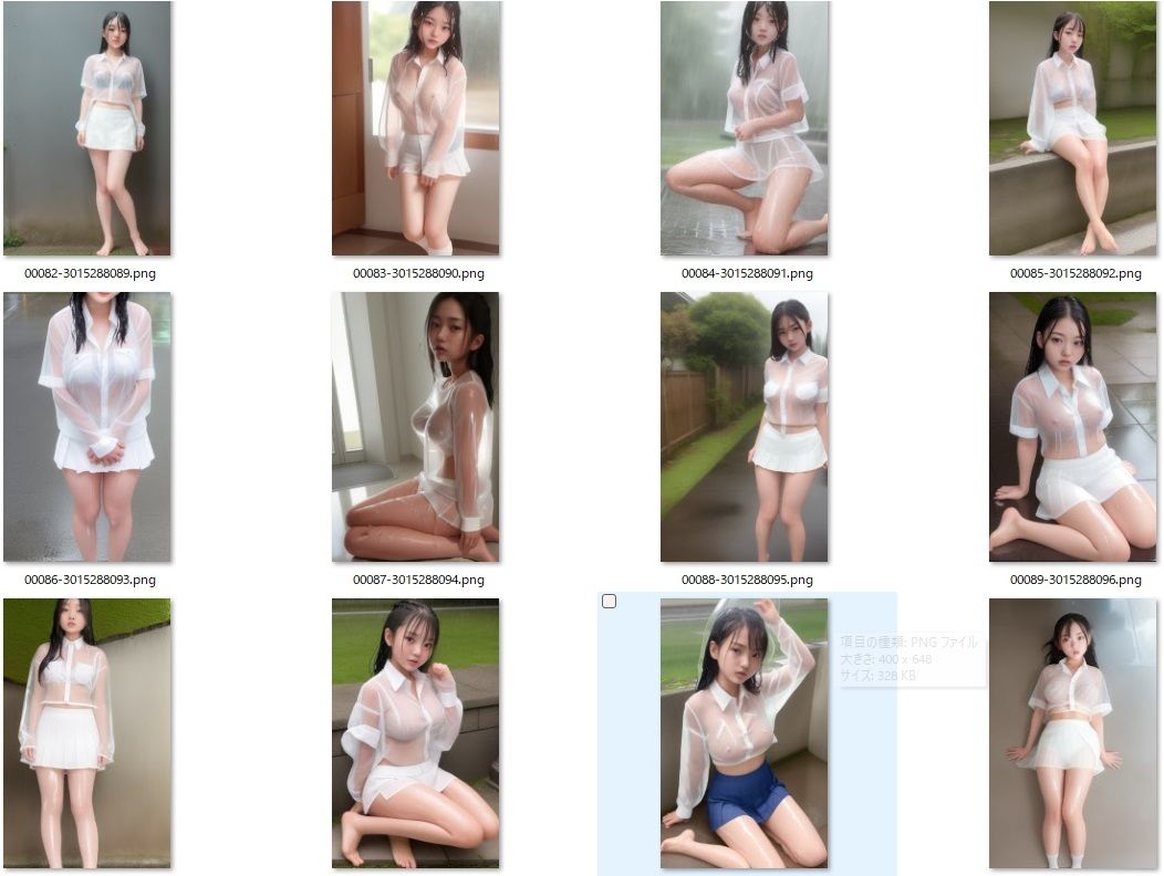 サンプル画像5:雨に濡れた女性(宿題見せて) [d_297508]