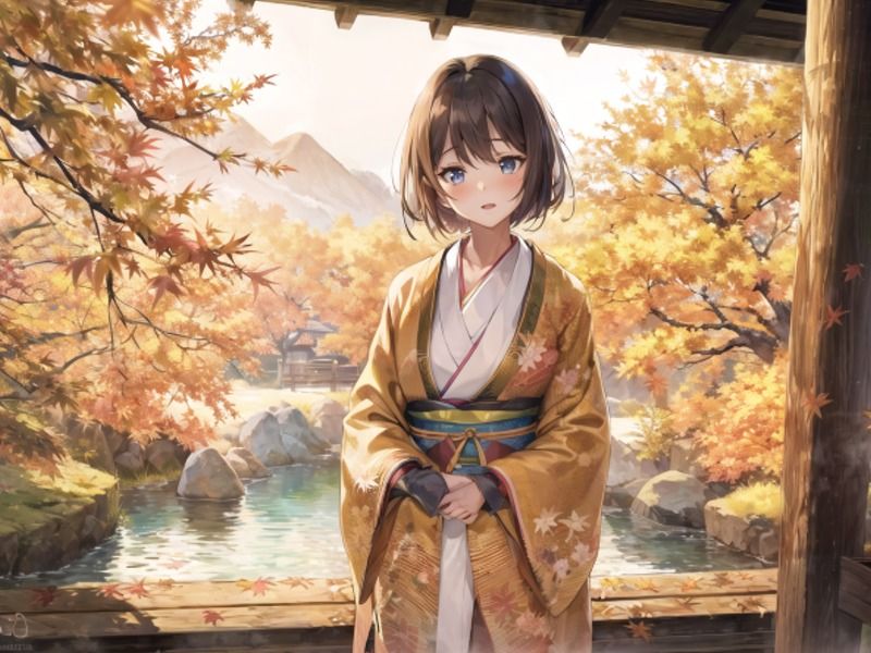 サンプル画像2:紅葉と美女(遊びシナプスLab) [d_297560]