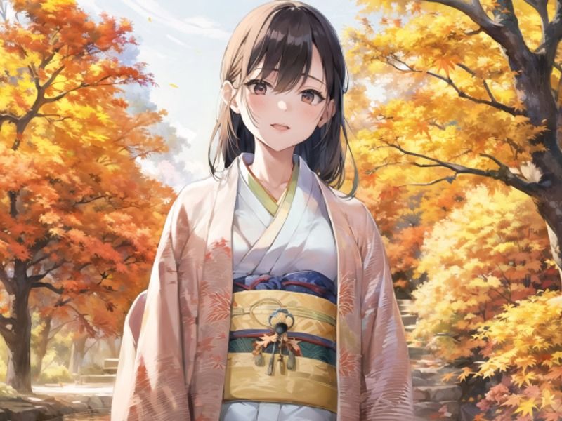 サンプル画像3:紅葉と美女(遊びシナプスLab) [d_297560]