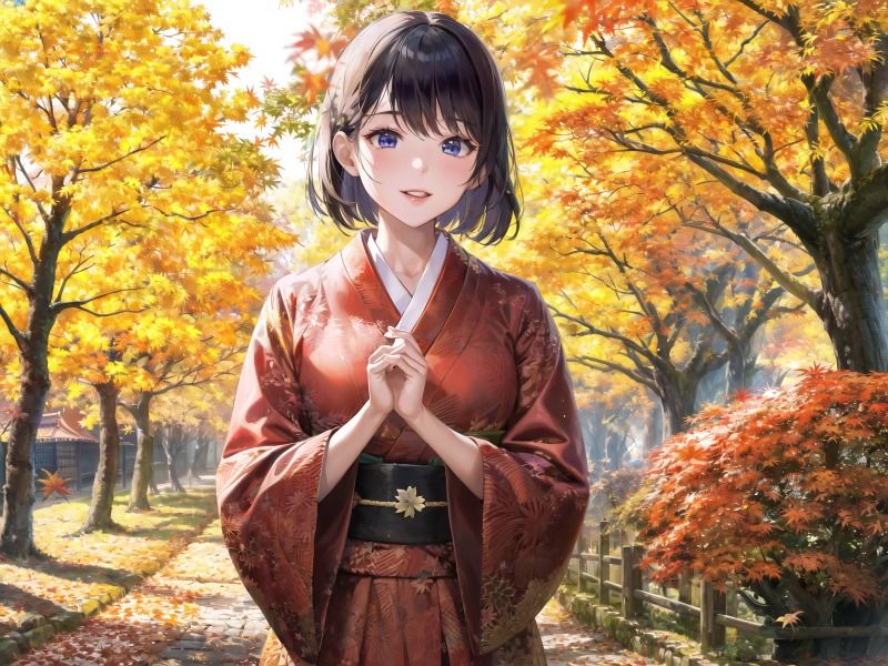 サンプル画像4:紅葉と美女(遊びシナプスLab) [d_297560]