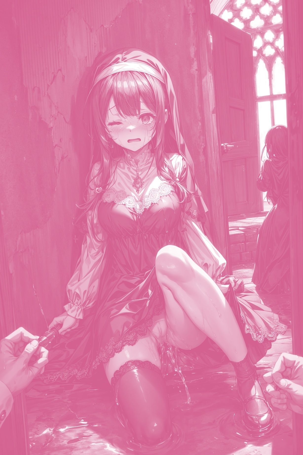 サンプル画像3:屍穢聖潔 – 亡者達に散らされた聖女の花弁(絵心あいのAI生成アトリエ) [d_297671]