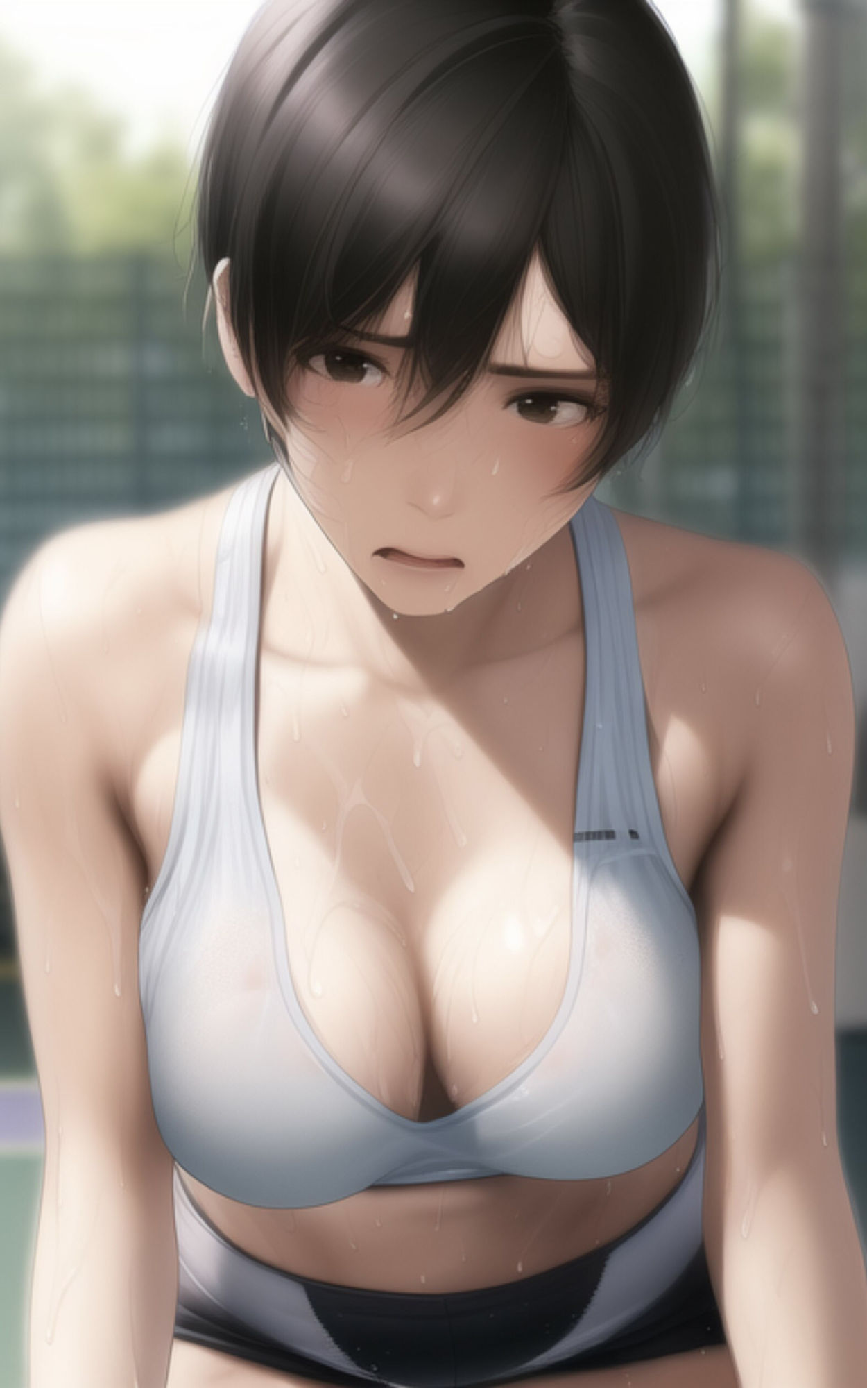 サンプル画像1:巨乳ショートの美少女が部活の練習中に全部脱がされちゃう写真集(やなせ) [d_297722]