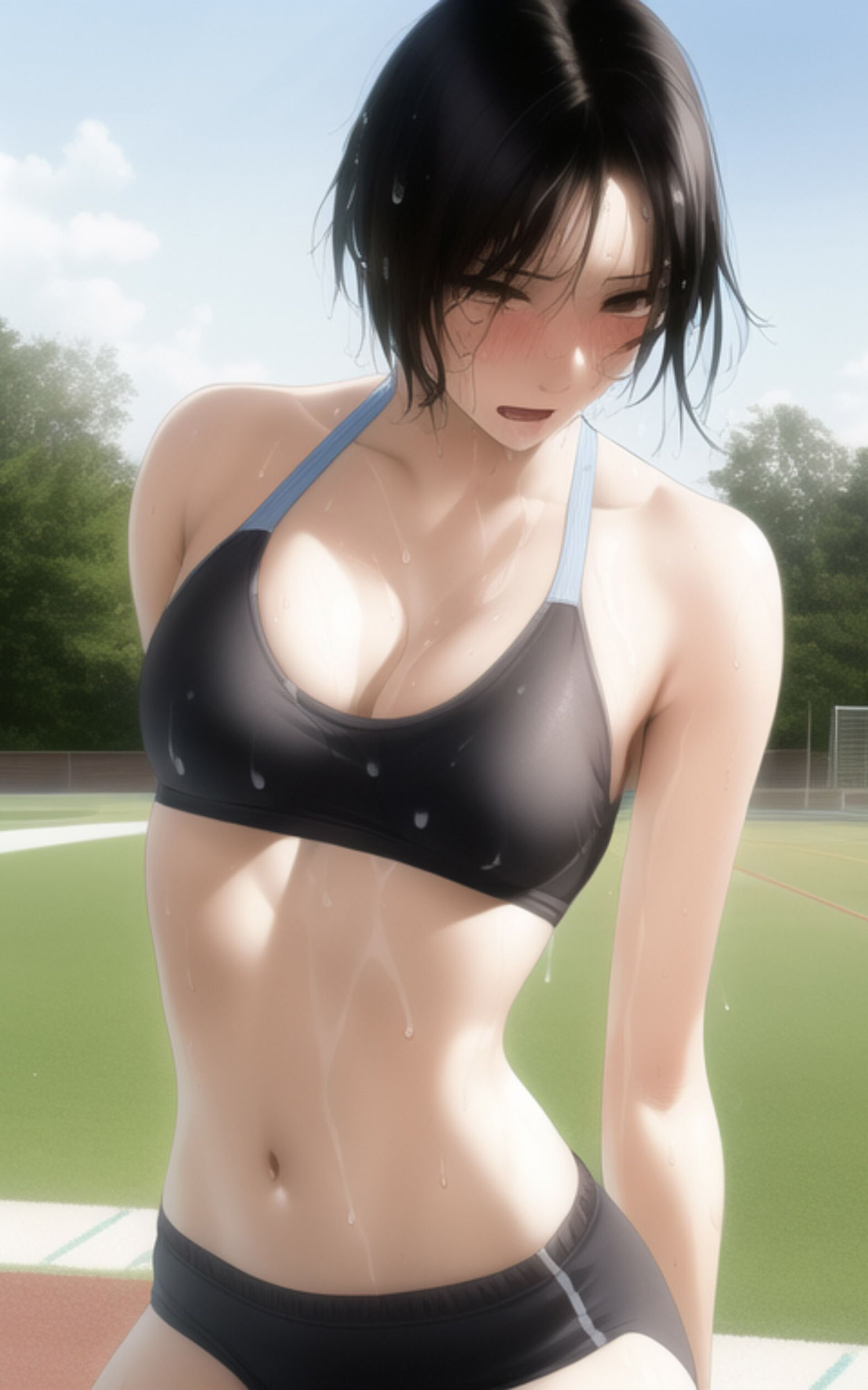 サンプル画像3:巨乳ショートの美少女が部活の練習中に全部脱がされちゃう写真集(やなせ) [d_297722]