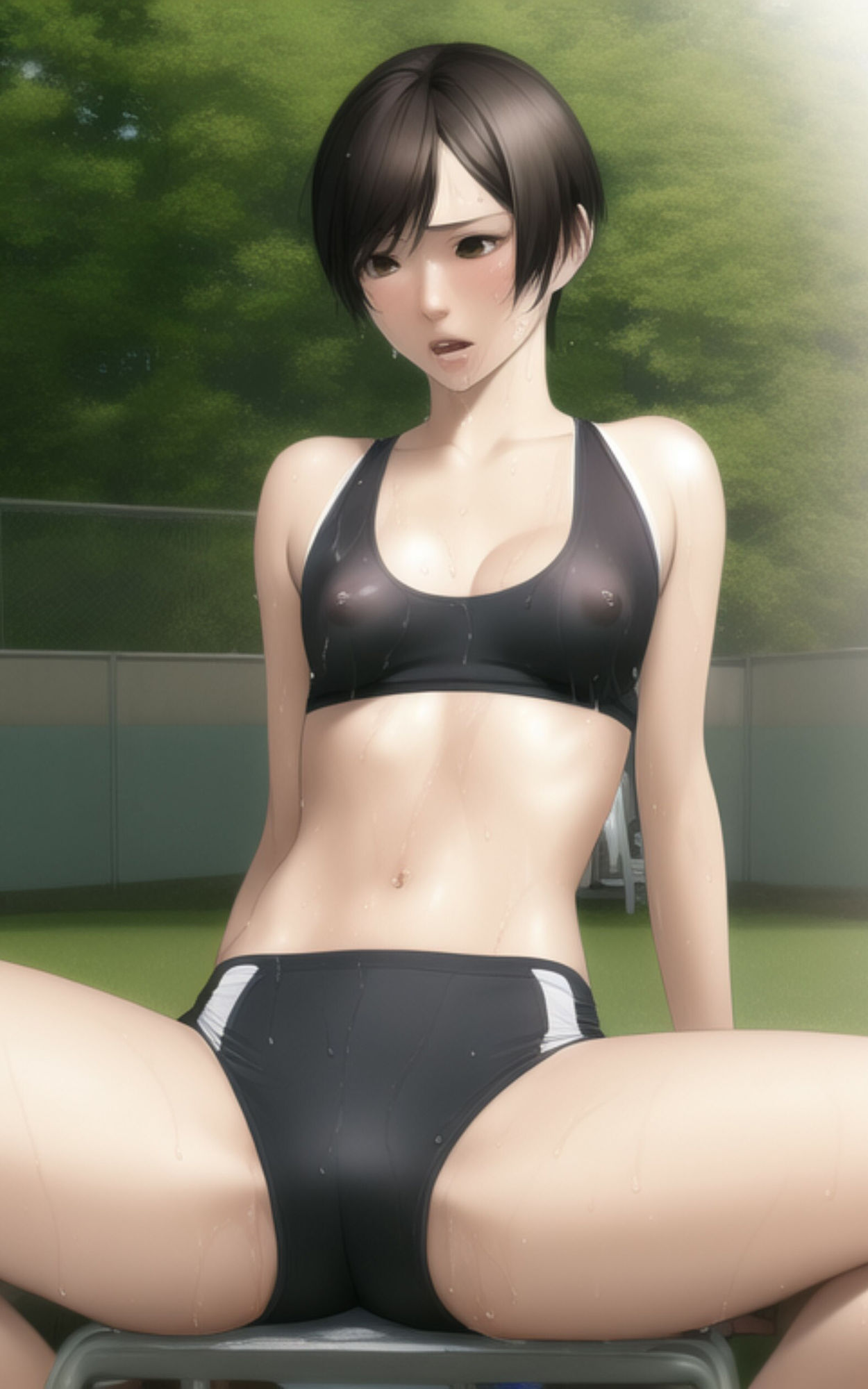 サンプル画像5:巨乳ショートの美少女が部活の練習中に全部脱がされちゃう写真集(やなせ) [d_297722]