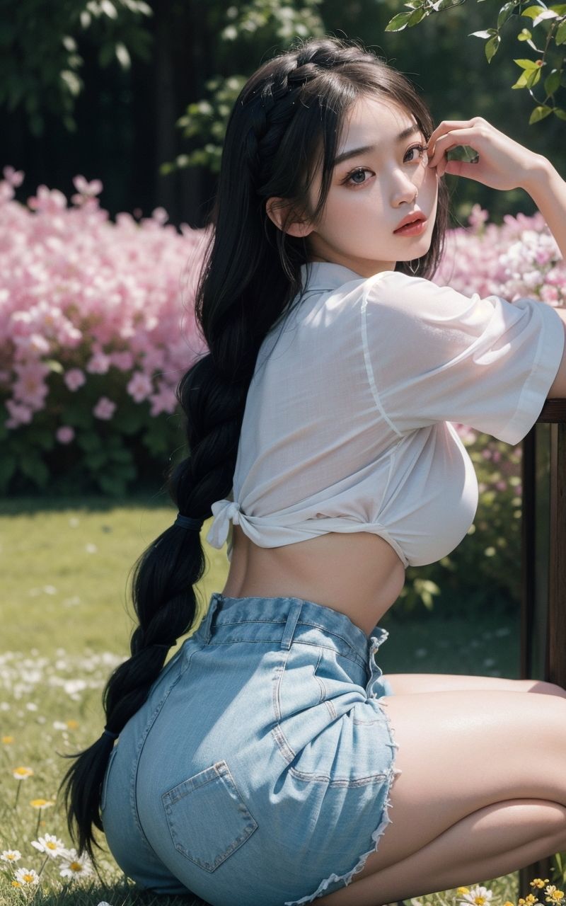 サンプル画像1:カワイイおねいさん-お花畑で視てみよう-(空想AI美女本舗) [d_297724]