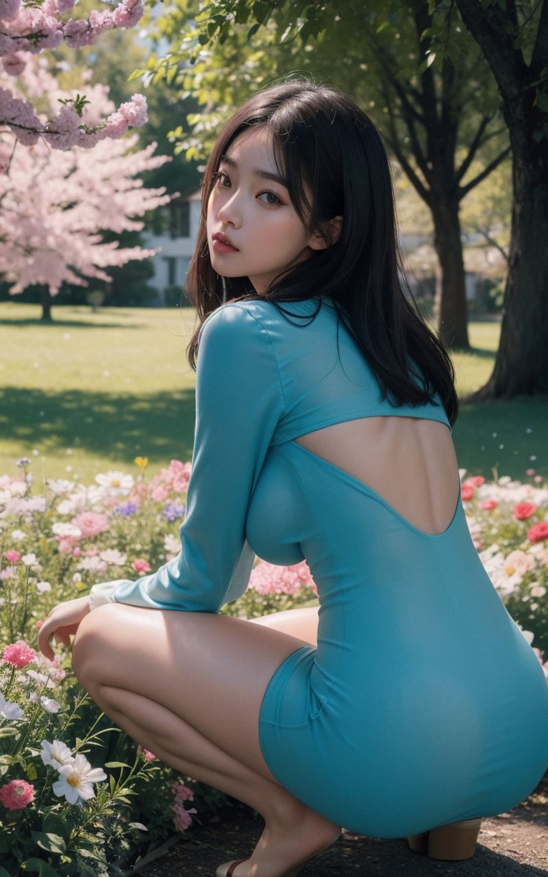 サンプル画像5:カワイイおねいさん-お花畑で視てみよう-(空想AI美女本舗) [d_297724]