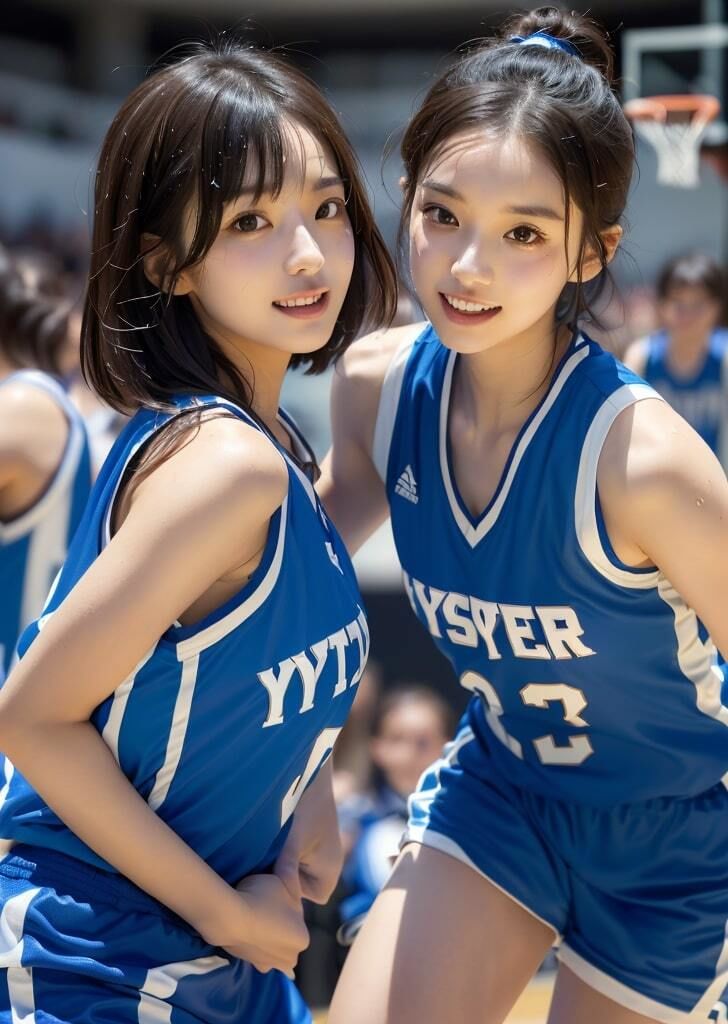 サンプル画像2:けしからんバスケットボール女子 〜笑顔で球遊び No.1〜(AI Laboサークル) [d_298113]