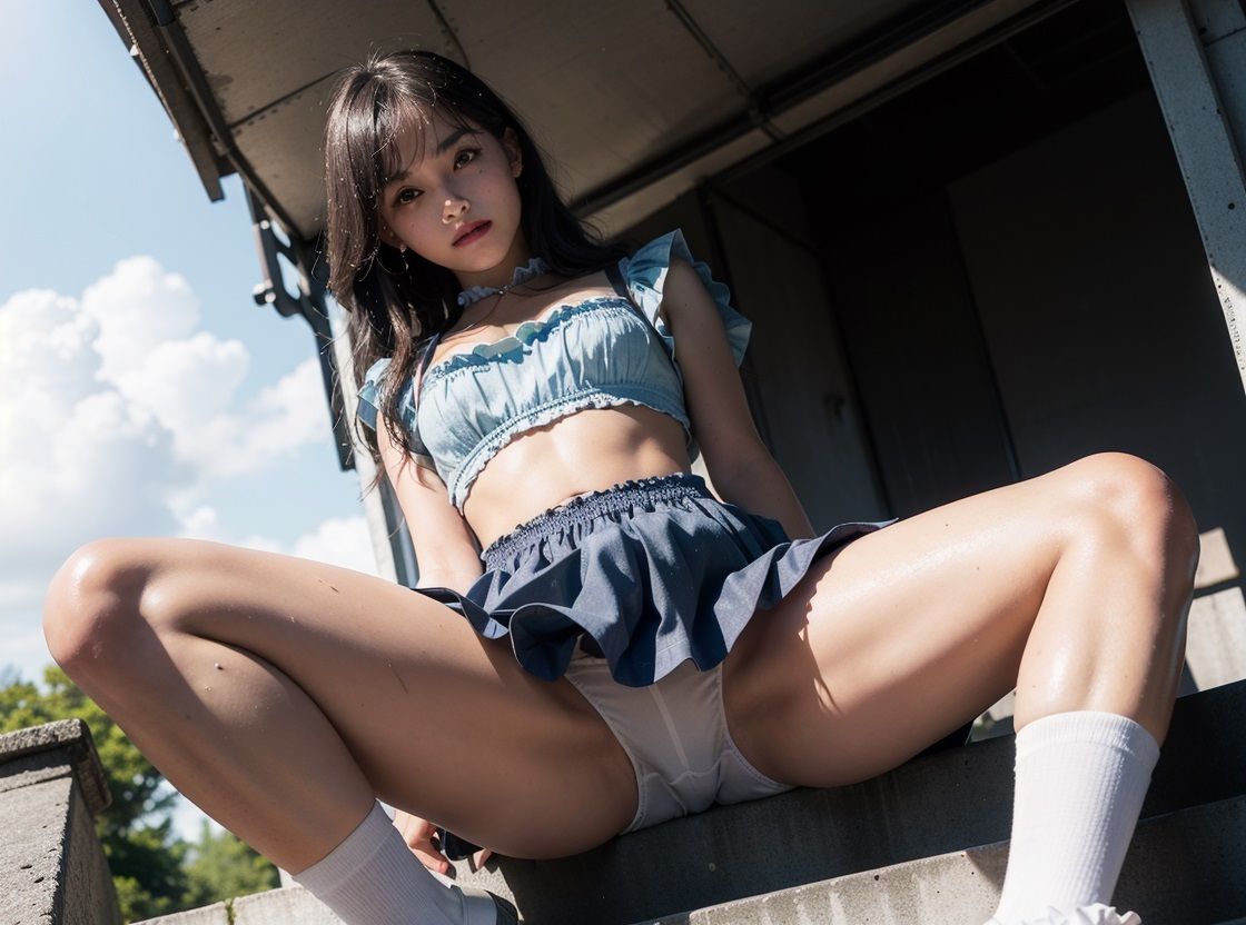 サンプル画像2:野外で恥じらい・戸惑い・興奮 パンチラ羞恥露出(あんずとすもも) [d_298540]