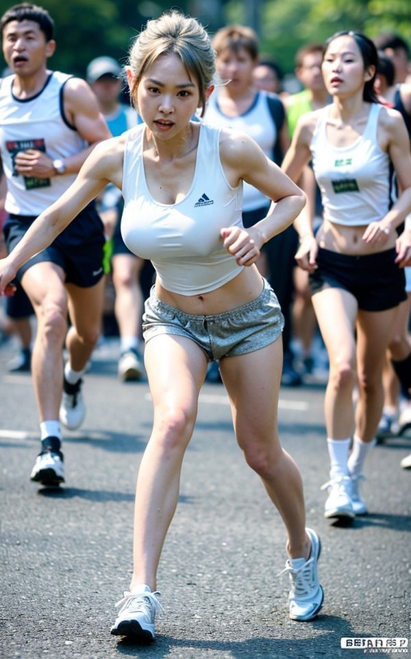 サンプル画像3:熟女エロマラソン｜巨乳の乳首をみせながら観客を興奮させるシリーズ(オタクな写真館) [d_298570]