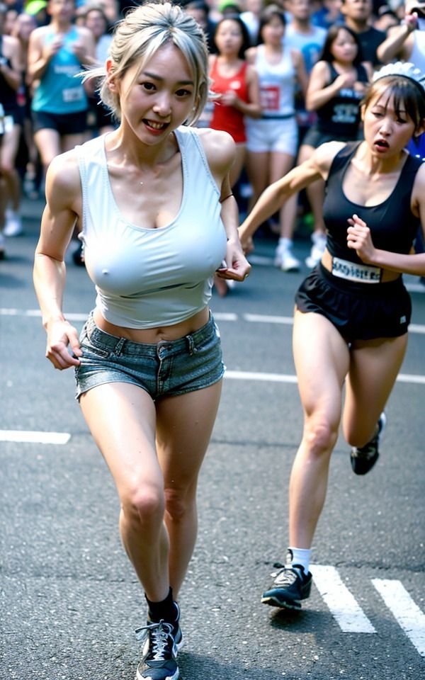 サンプル画像4:熟女エロマラソン｜巨乳の乳首をみせながら観客を興奮させるシリーズ(オタクな写真館) [d_298570]