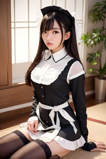 サンプル画像4:［AIグラビアイラスト集］ AI美少女図鑑 メイド(Delusional AI Workshop) [d_298671]