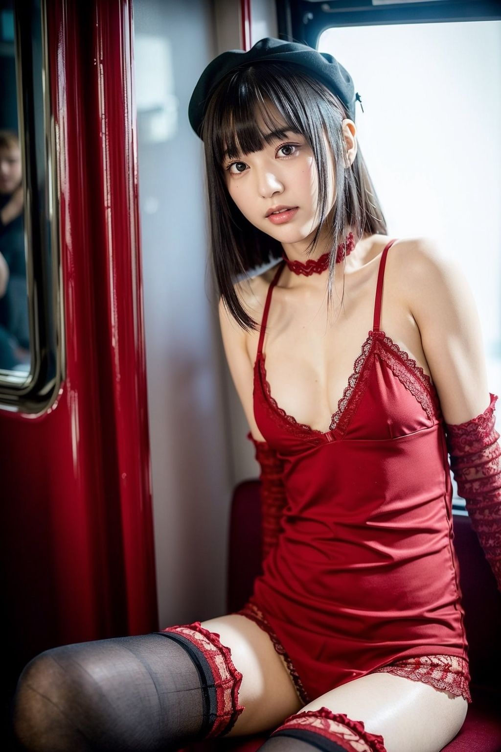 サンプル画像6:空いてる車内ねぇなんで私の前に座ったの2(AI4090man) [d_298875]