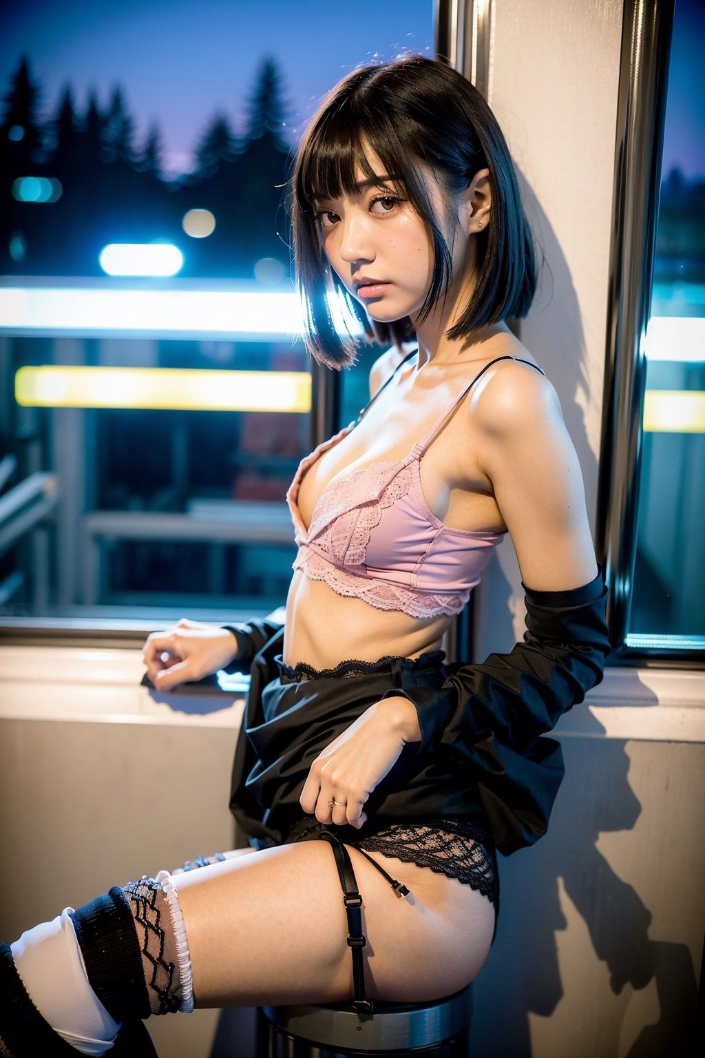 サンプル画像4:空いてる車内ねぇなんで私の前に座ったの3(AI4090man) [d_298877]