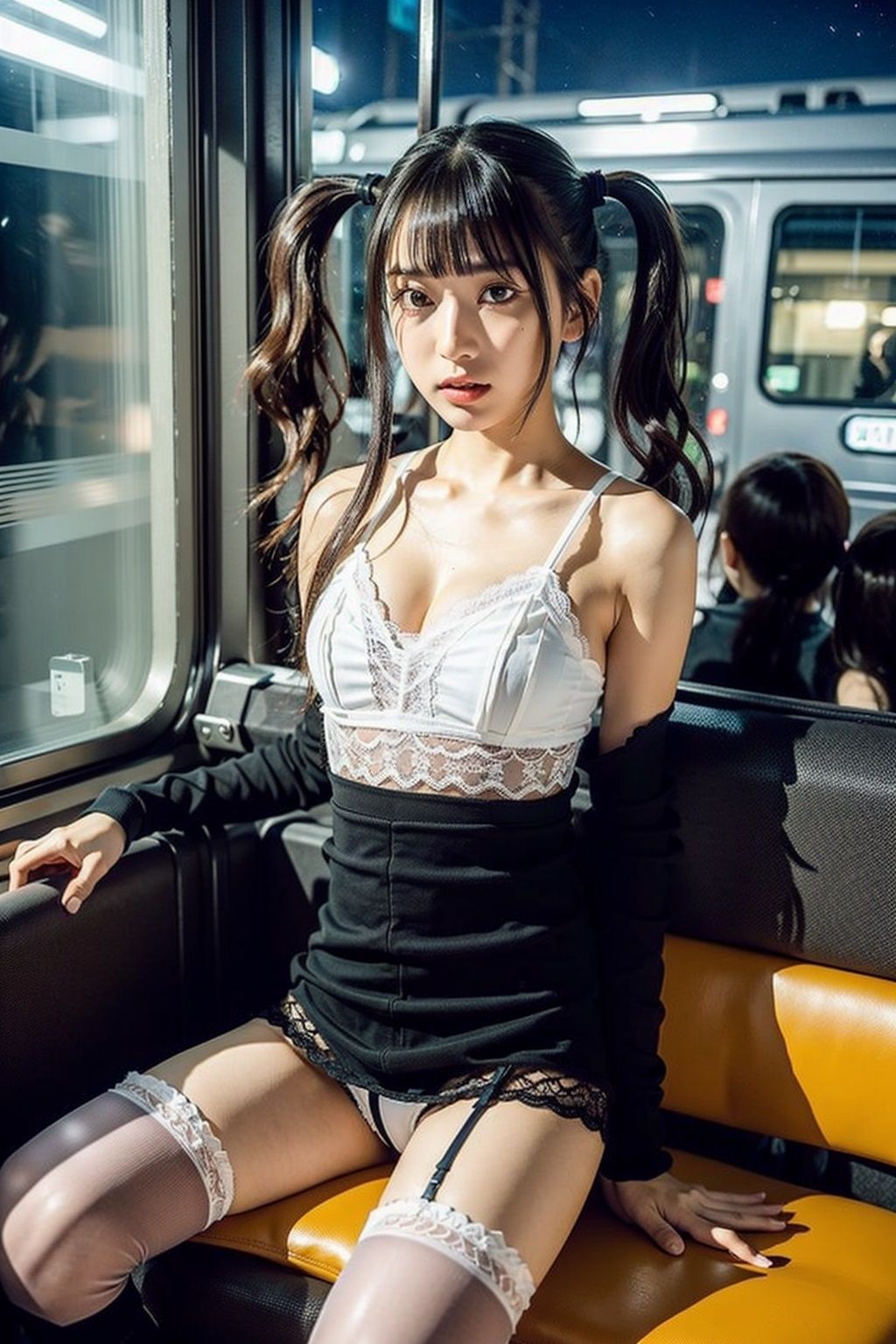 サンプル画像6:空いてる車内ねぇなんで私の前に座ったの9(AI4090man) [d_298887]