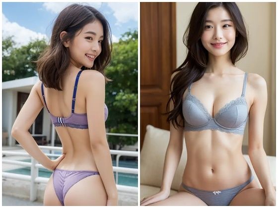 サンプル画像2:AI写真集グラビア8美人の下着姿300P:美の秘密庭園で下着姿を官能(AIグラビアプロデューサー) [d_298990]