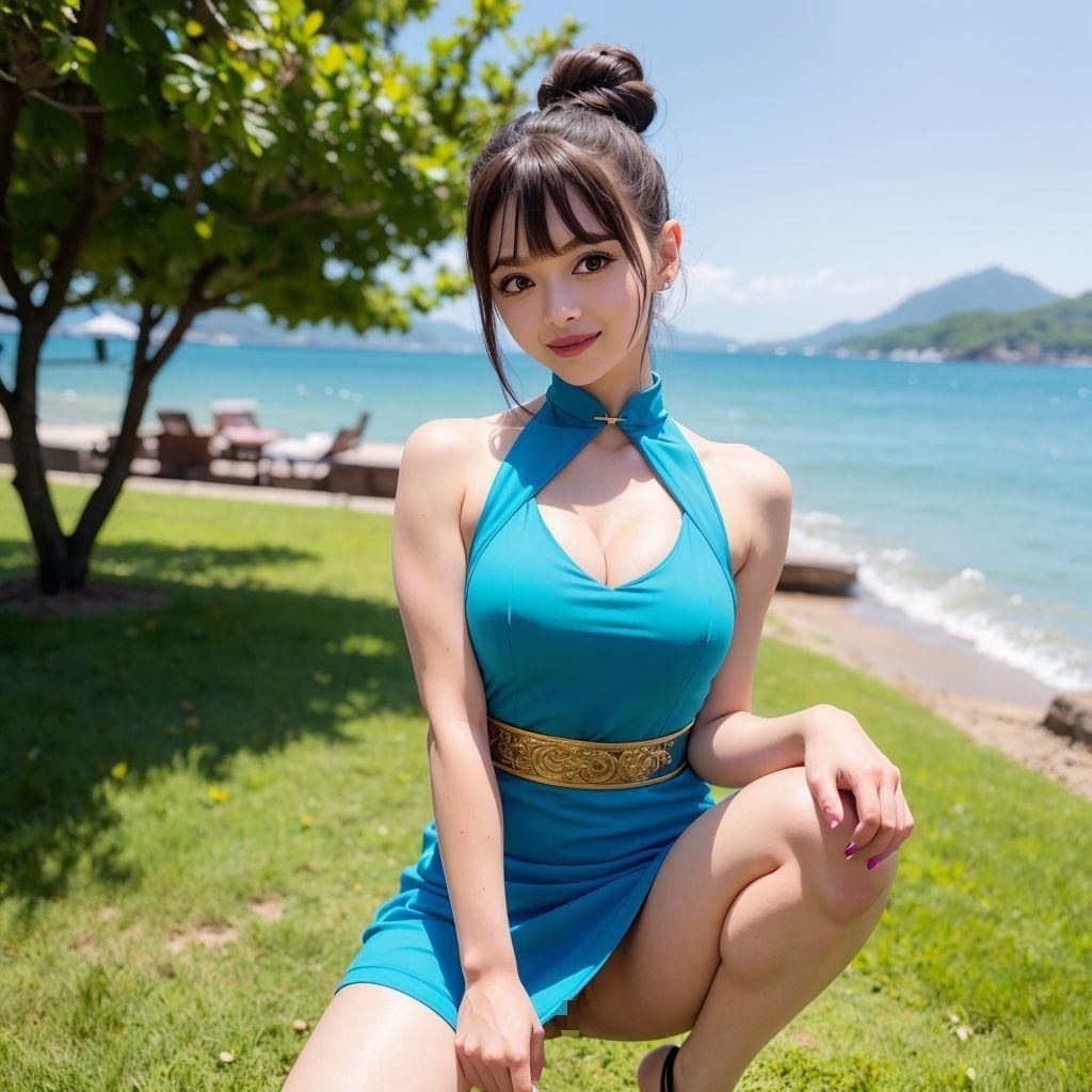 サンプル画像3:チャイナドレスの童顔スレンダー美女とビーチで露出H(きゃんでぃー) [d_299000]