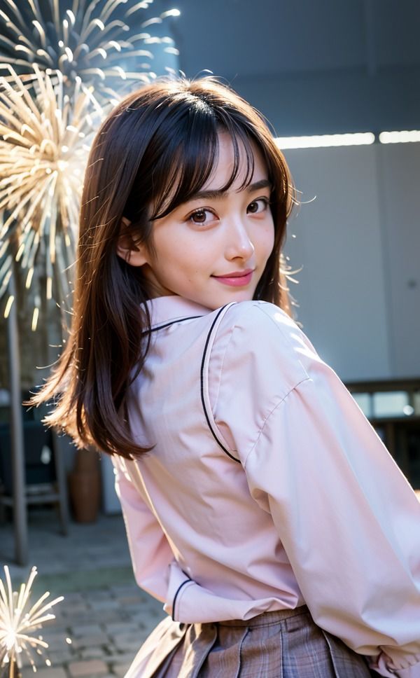 サンプル画像5:君と見る最初で最後の花火大会 君の横顔は綺麗だった切ない夏の思い出 巨乳制服女子のパンチラと夏の夜(サファイアライオン企画) [d_299006]