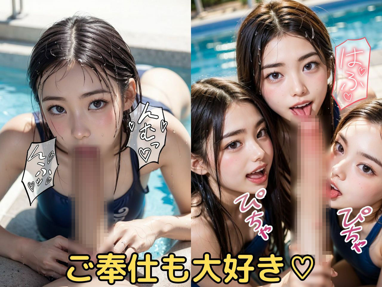 サンプル画像4:ピチピチおまんこ部〜スク水女子への性指導〜(AI浪漫) [d_299050]