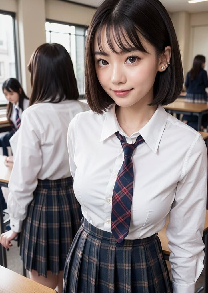 サンプル画像1:学校で撮影した低身長で華奢なJK制服フォト(AI Laboサークル) [d_299156]