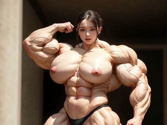 サンプル画像3:筋肉ムキムキ美女（2）(AI筋肉ムキムキ美女) [d_299476]