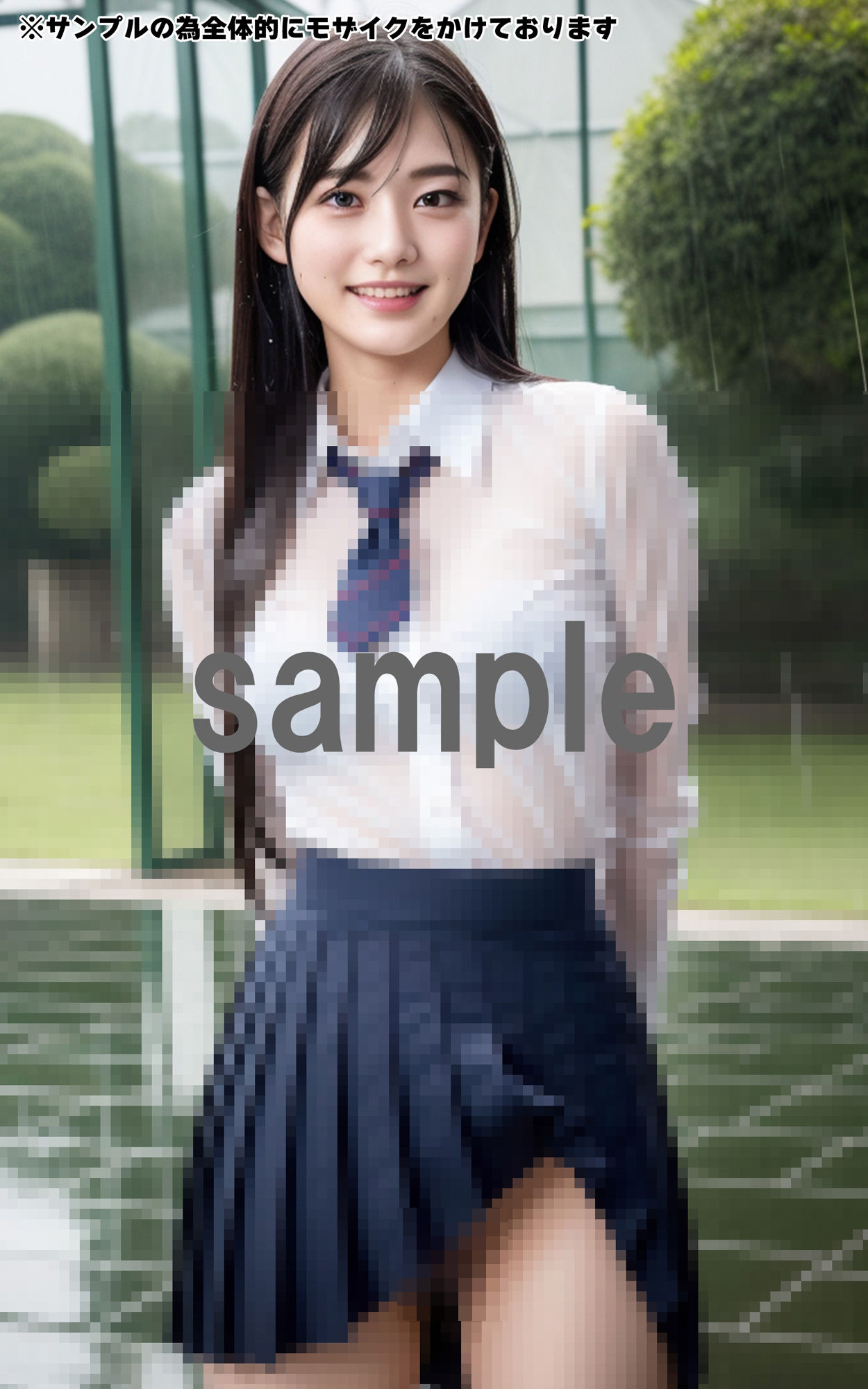 【全461枚】制服時間 -雨の中の美女たち- AIで描く究極の美女達 -のサンプル画像 6