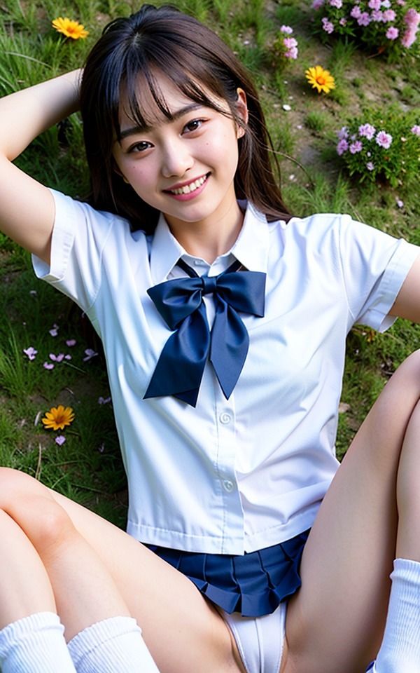 サンプル画像2:【制服パンチラ】野外で制服姿の美女をくぱぁと開脚！萌え萌え写真集(瞬間サファイア出版) [d_299762]