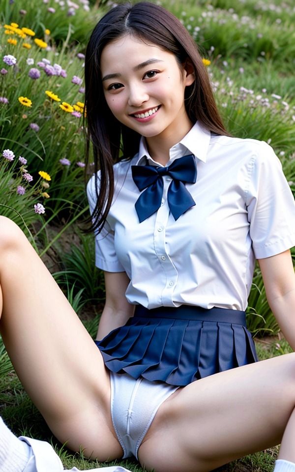 サンプル画像5:【制服パンチラ】野外で制服姿の美女をくぱぁと開脚！萌え萌え写真集(瞬間サファイア出版) [d_299762]