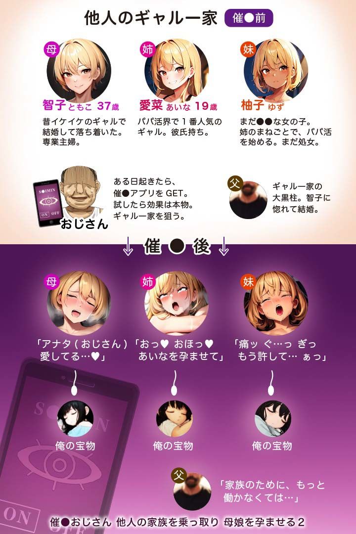 サンプル画像6:催●おじさん他人の家族を乗っ取り母娘を孕ませる2(アトリエHJ) [d_299996]