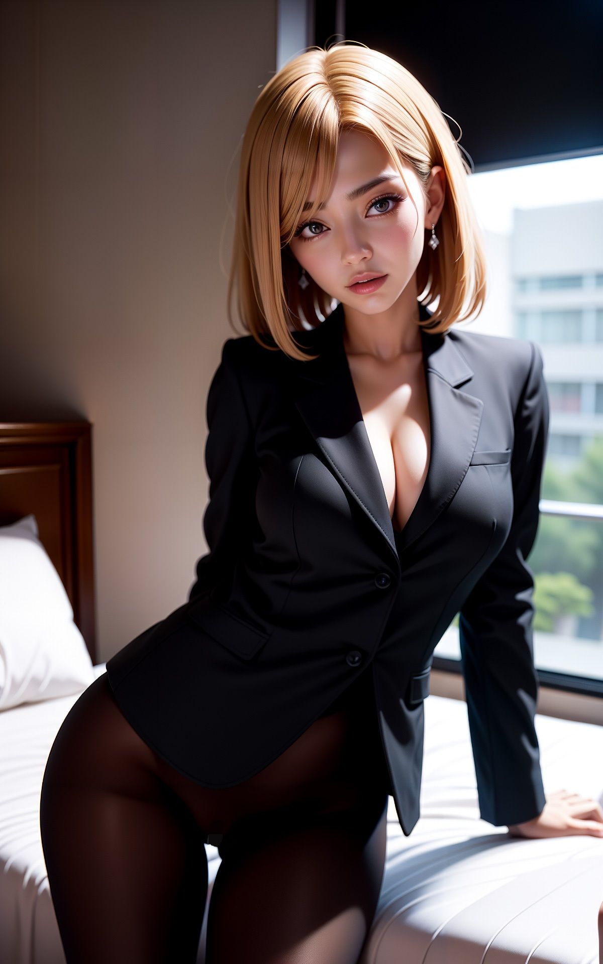 サンプル画像4:出張先のビジホで美人上司と一線を越えそうです！ AI生成ヌードグラビアCG集(6TRAINER) [d_300070]