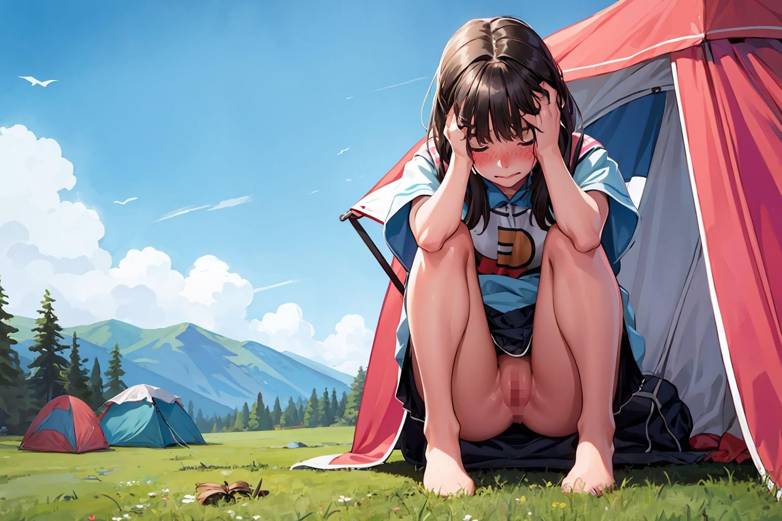 サンプル画像4:ひとりキャンプ えちきゃん(えーあいきゅーたー) [d_300271]