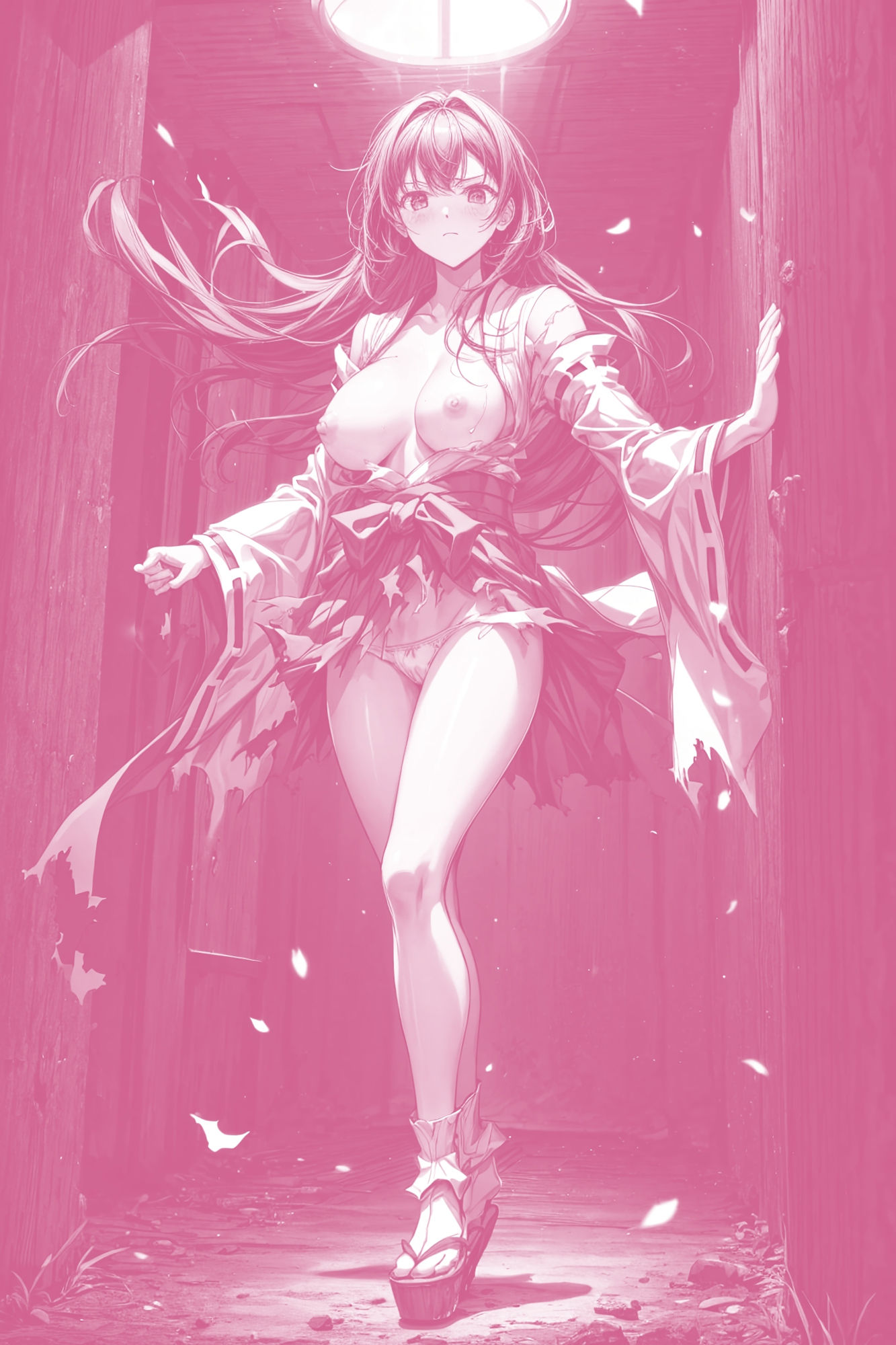 サンプル画像6:ヒロイン敗北 – 巨根の妖魔オーガに洗礼を受けた新米退魔巫女(絵心あいのAI生成アトリエ) [d_300369]