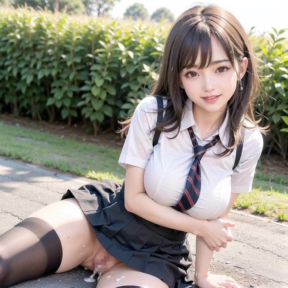 サンプル画像6:制服美少女が野外で大開脚2【美麗CG100枚収録】(ルビーの瞳) [d_300474]