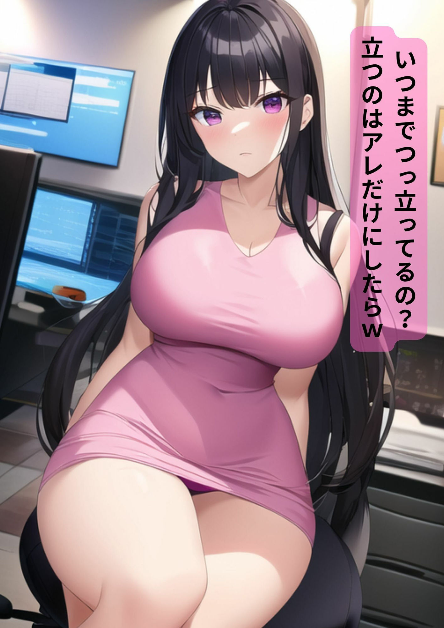 サンプル画像3:巨乳港区OL【セリフ付110ページ】社内で有名な美人巨乳ちゃんとラブラブあまあまな毎日（室内・部屋・野外・通勤・オフィス・秘書・新入社員・会社・事務）(AI欲イラスト屋さん：わんたんめん) [d_300809]