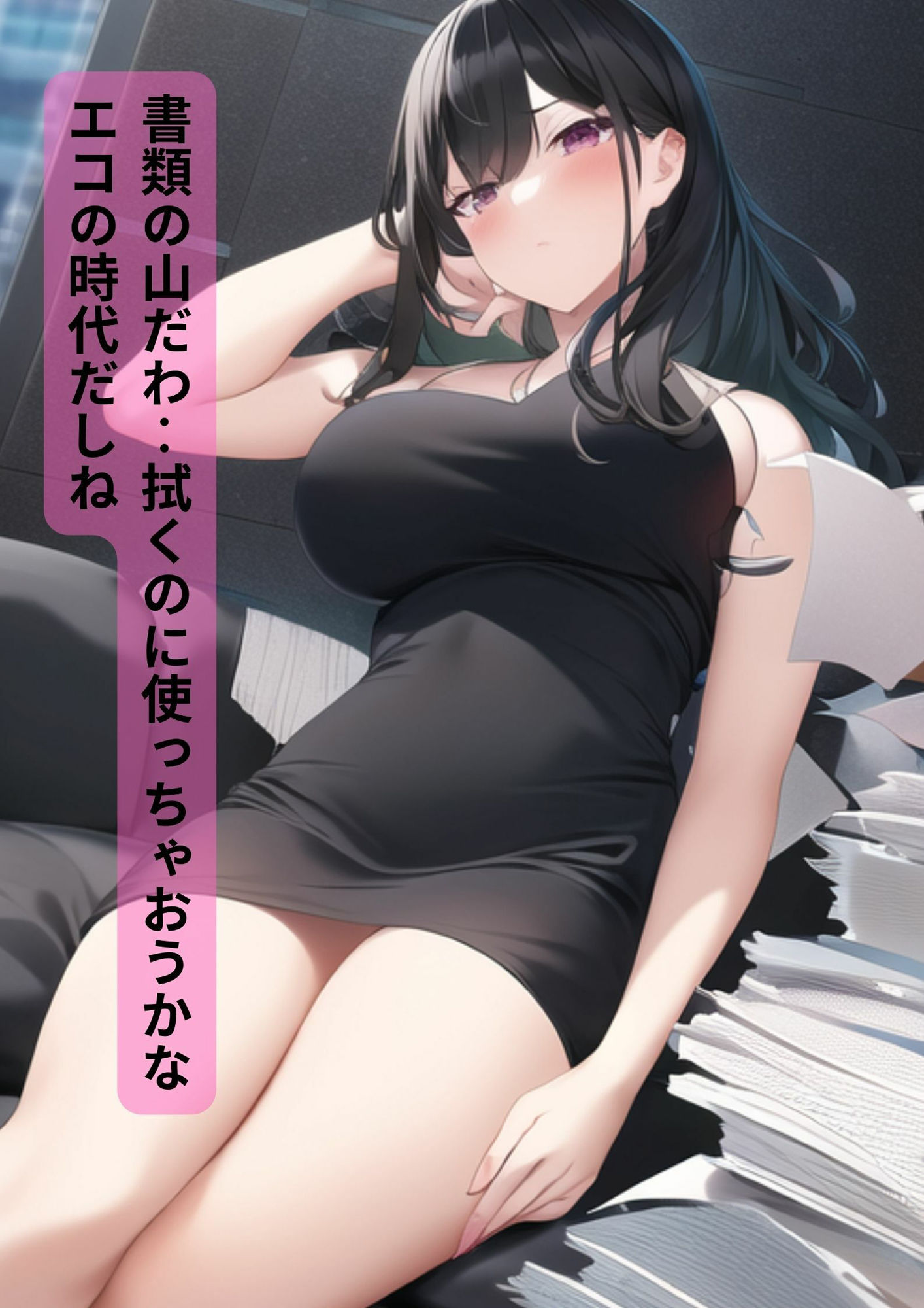 サンプル画像5:巨乳港区OL【セリフ付110ページ】社内で有名な美人巨乳ちゃんとラブラブあまあまな毎日（室内・部屋・野外・通勤・オフィス・秘書・新入社員・会社・事務）(AI欲イラスト屋さん：わんたんめん) [d_300809]