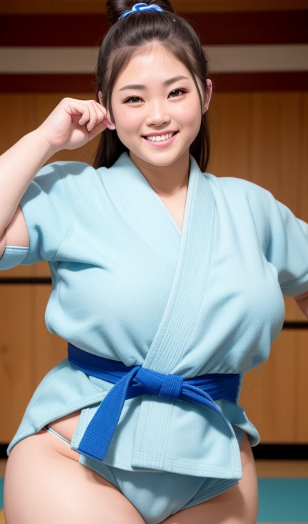 サンプル画像5:AI美女むちむち格闘家 japanese日本人 柔道家 拳法 レスリング 空手 相撲 レスラー ボクシング ムエタイ ぽっちゃり ちょいぽちゃ おデブ 美人 美少女 えろかわ 誘惑 大人 ベッド グラビア写真集 アイドル 可愛い 激カワ 巨乳 並乳 むちむち コスプレ アスリート 陸上競技 AI生成(AI美女wearing@BY PENCO) [d_301163]