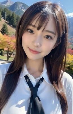 サンプル画像1:制服コスプレ彼女@紅葉デート(AIコスプレ美女) [d_301240]