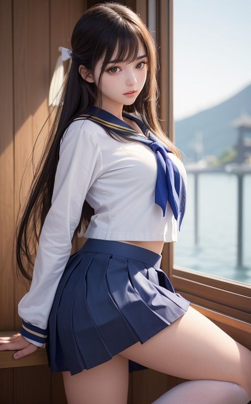 サンプル画像1:セーラー服で誘う女子校生の撮影現場(Mega根っこの濡れ場) [d_301869]