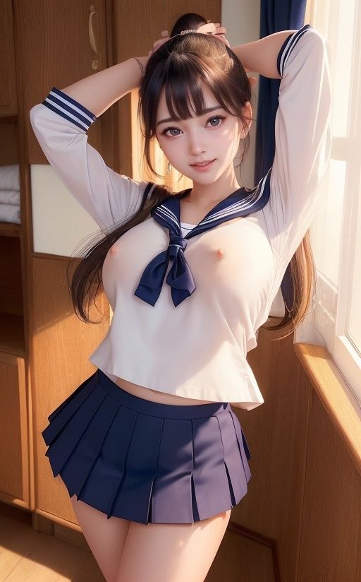 サンプル画像2:セーラー服で誘う女子校生の撮影現場(Mega根っこの濡れ場) [d_301869]