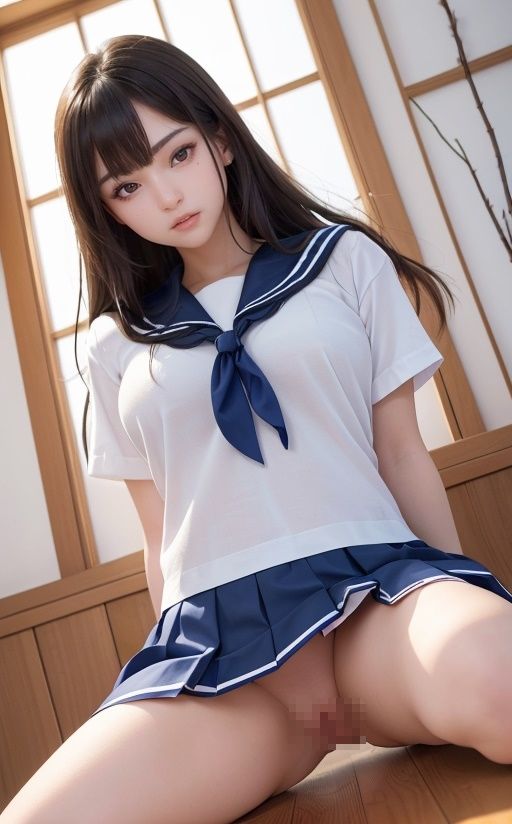 サンプル画像4:セーラー服で誘う女子校生の撮影現場(Mega根っこの濡れ場) [d_301869]