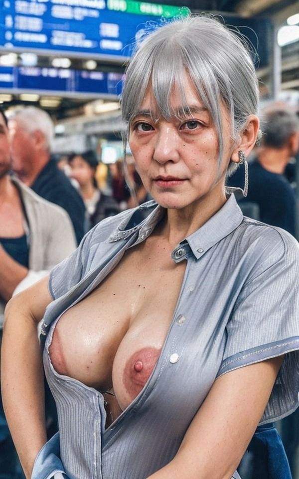 サンプル画像2:【露出狂】生活保護の女が電車でおっぱいを露出！駅の混雑したホームで大騒ぎに(オタクな写真館) [d_301908]