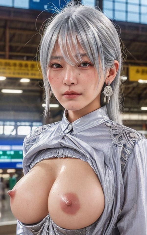 サンプル画像3:【露出狂】生活保護の女が電車でおっぱいを露出！駅の混雑したホームで大騒ぎに(オタクな写真館) [d_301908]