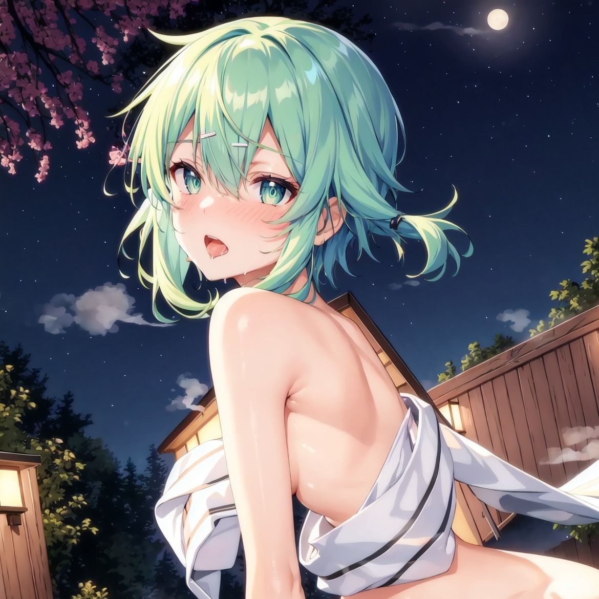 サンプル画像1:シ〇ンと一緒に露天風呂(ましゅマロ@AIart) [d_301942]