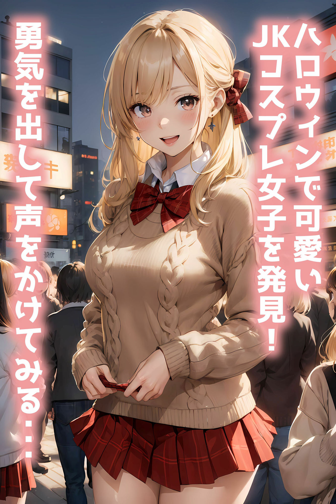 サンプル画像1:巨乳な美少女を持ち帰りセックス〜ハロウィンにパリピ女子をナンパ→即マン！？〜［JK金髪ロング］(AI美少女Production) [d_302220]