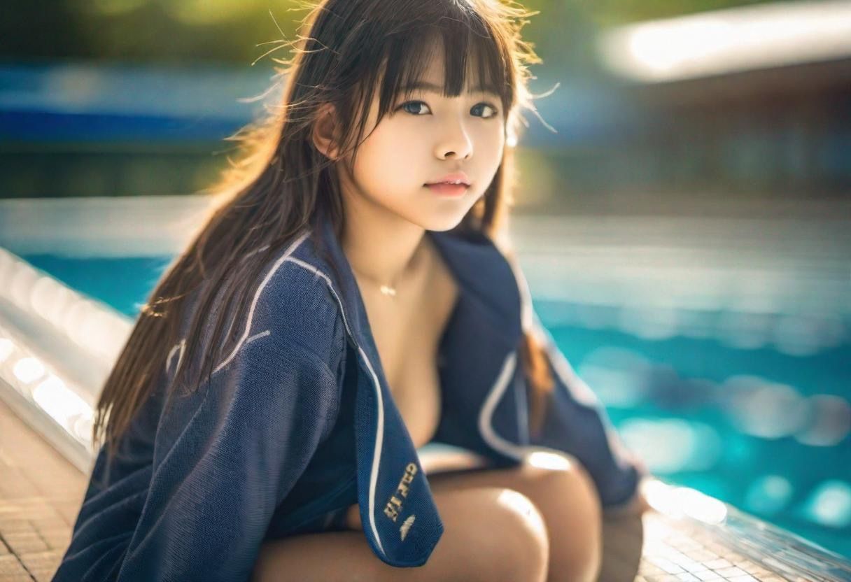 サンプル画像2:水着禁止プールの女の子達！AIグラビア！(はるはるぽん) [d_302259]