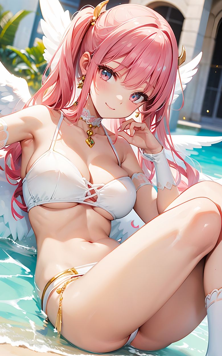 サンプル画像4:【AIイラスト集】金の天使＆ピンクの天使(AIde作成坊) [d_302294]