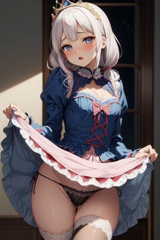 サンプル画像4:異世界召喚ガチャ_発情お姫様のドレスたくし上げ(AI幻想庭園) [d_302388]