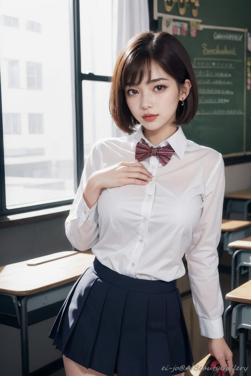 サンプル画像1:AI美麗制服コスプレヌードグラビア(ei-jo@AIBeautyGallery) [d_302586]