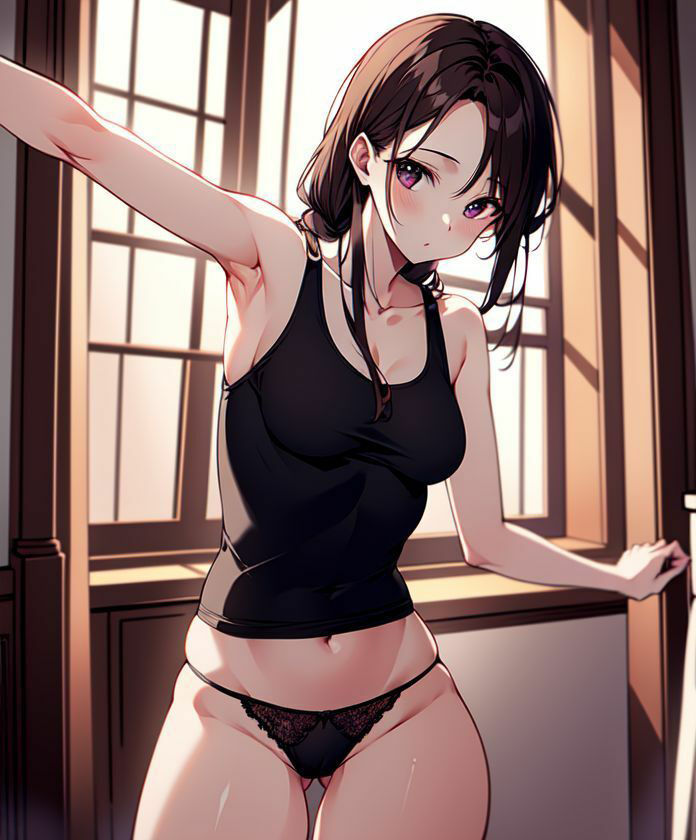 サンプル画像2:タンクトップ女子とストレッチ(隙間産業) [d_302587]