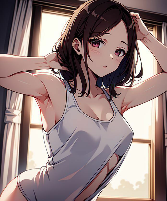 サンプル画像5:タンクトップ女子とストレッチ(隙間産業) [d_302587]