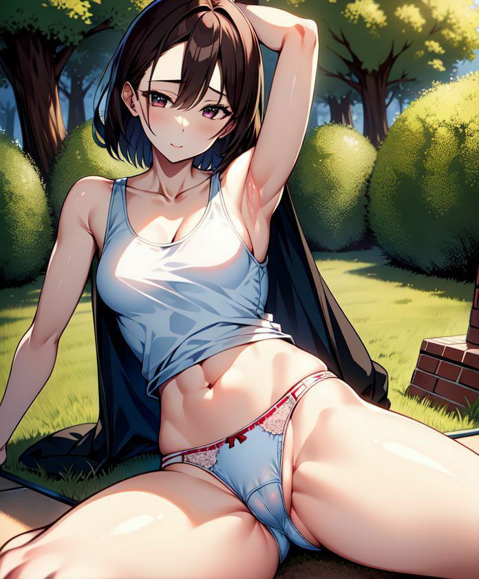 タンクトップ女子とストレッチのサンプル画像 6